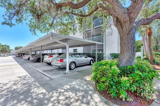 view of covered parking lot