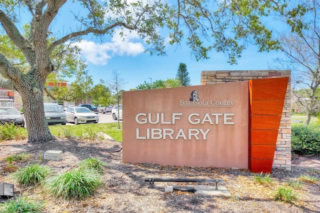 view of community sign