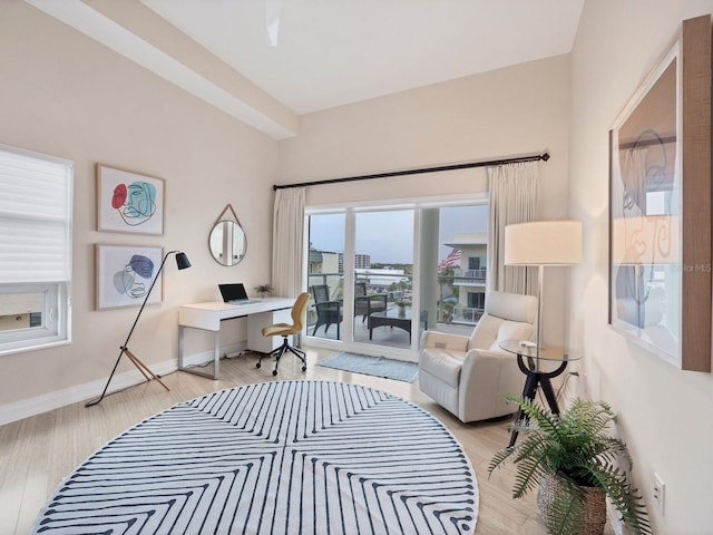 6512 Midnight Pass Rd Unit 504, Sarasota, FL 34242 - office featuring wood finished floors and baseboards