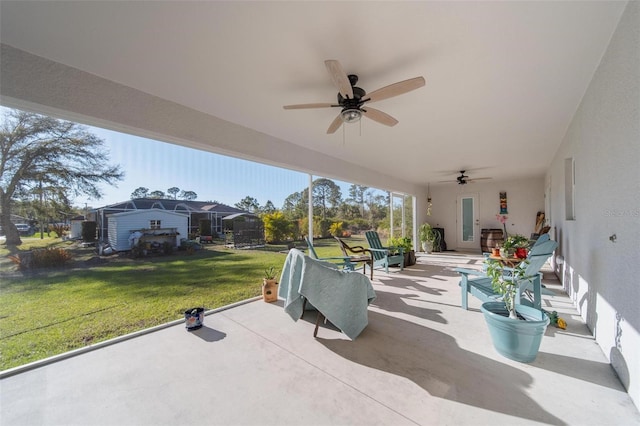 view of patio / terrace with a ceiling fan