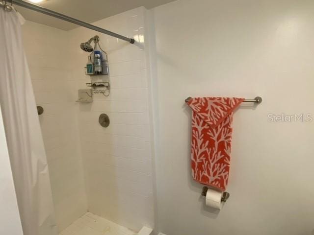 bathroom featuring a shower stall