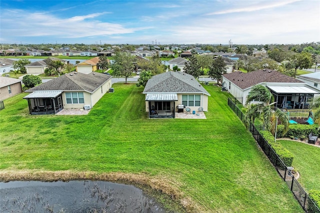 drone / aerial view with a residential view