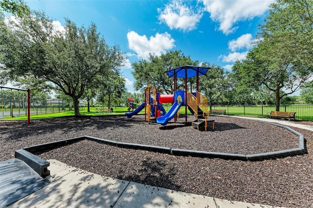 communal playground with fence