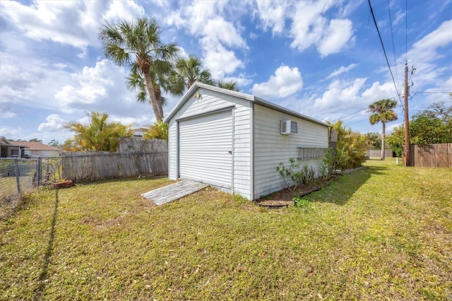 view of outbuilding featuring an outbuilding and a fenced backyard