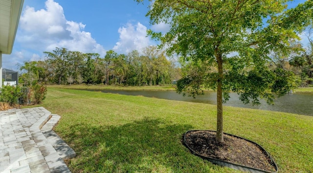 view of yard featuring a water view