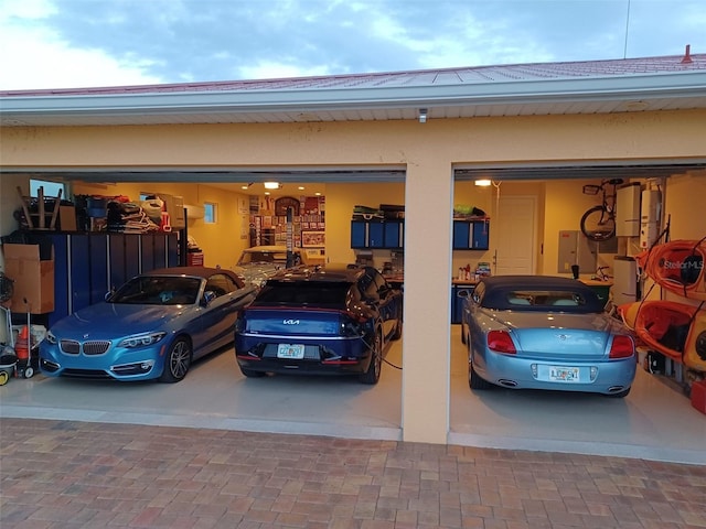 view of car parking with a garage