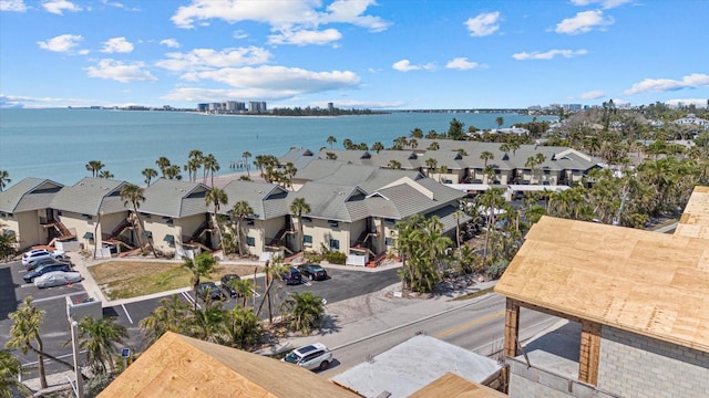 aerial perspective of suburban area featuring a large body of water