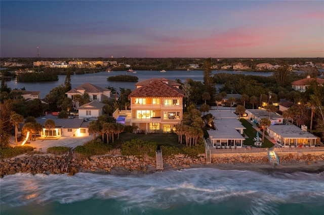 3909 Casey Key Rd, Nokomis, FL 34275 - aerial view at dusk of a water view