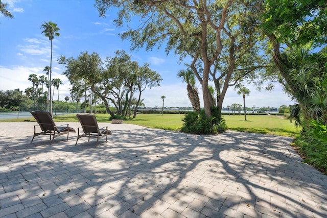 view of patio featuring fence