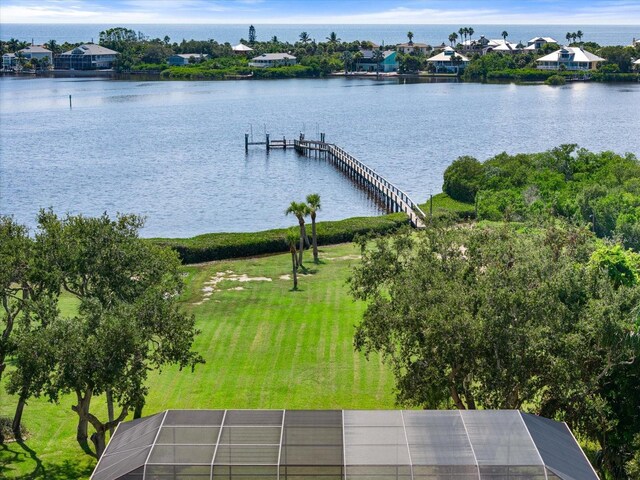 exterior space featuring a water view