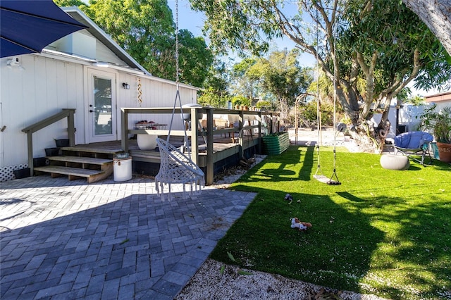 view of yard featuring a deck