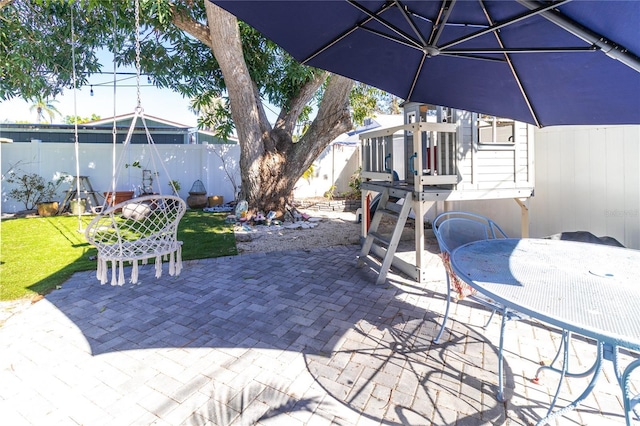 view of patio featuring a fenced backyard