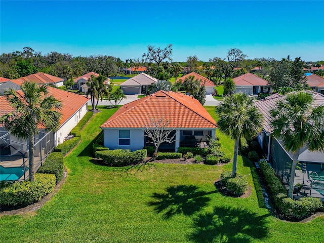 bird's eye view with a residential view