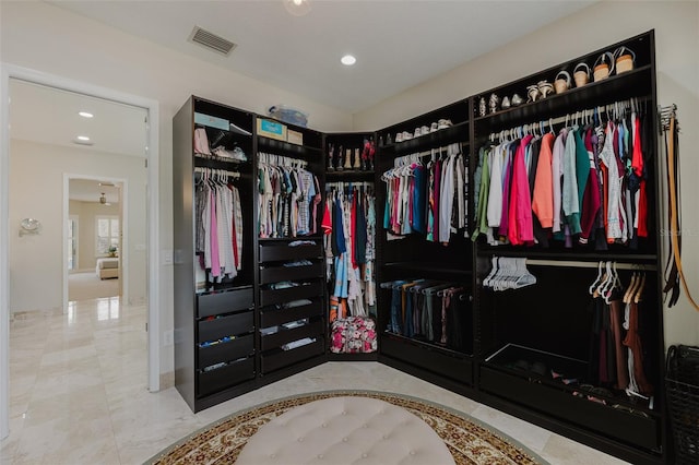 walk in closet featuring visible vents