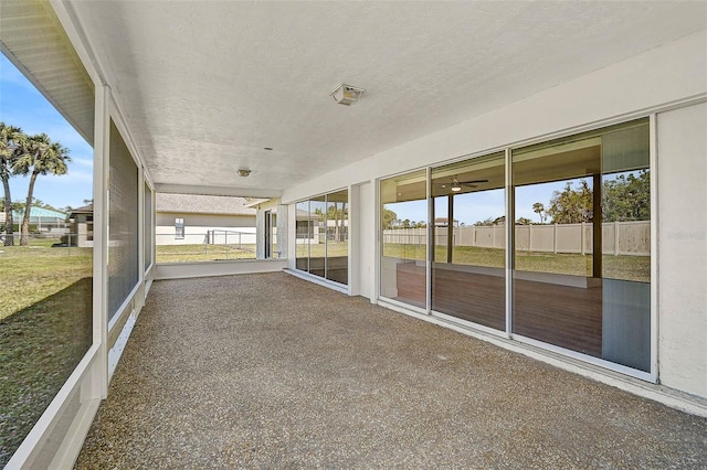 view of unfurnished sunroom