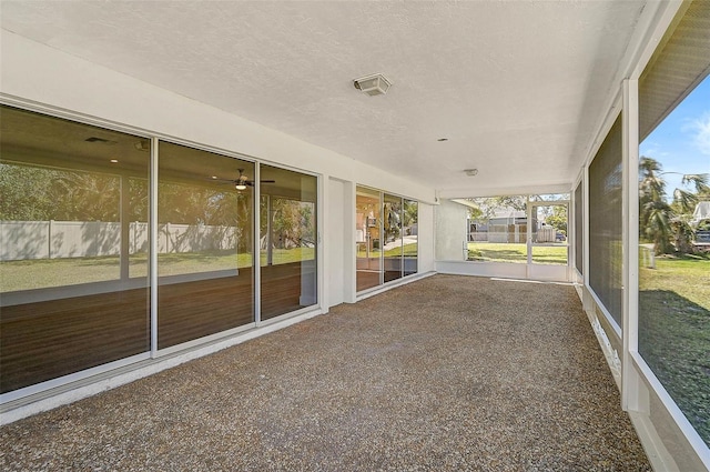 view of unfurnished sunroom