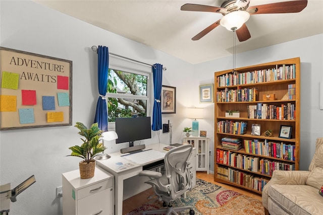 office featuring ceiling fan