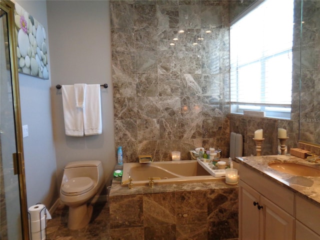 1354 Tearose Pl, Sarasota, FL 34239 - bathroom featuring toilet, vanity, and a washtub