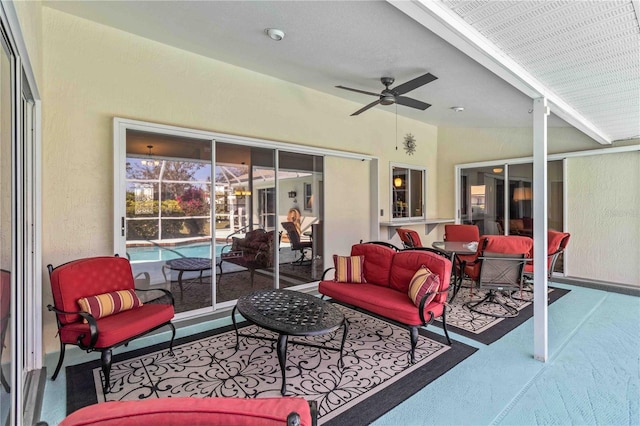 view of patio / terrace with outdoor lounge area and a ceiling fan