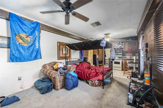 interior space with light carpet and visible vents