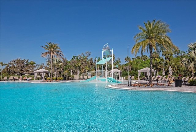 pool featuring a gazebo