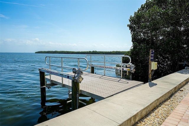 dock area featuring a water view