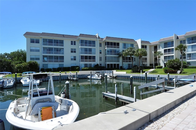 dock area featuring a water view