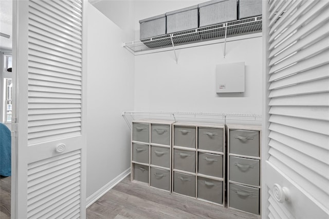 spacious closet with light wood-type flooring