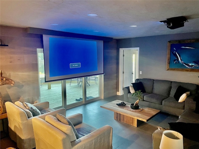 view of tiled home theater