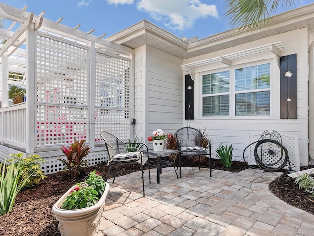 view of patio / terrace featuring a pergola