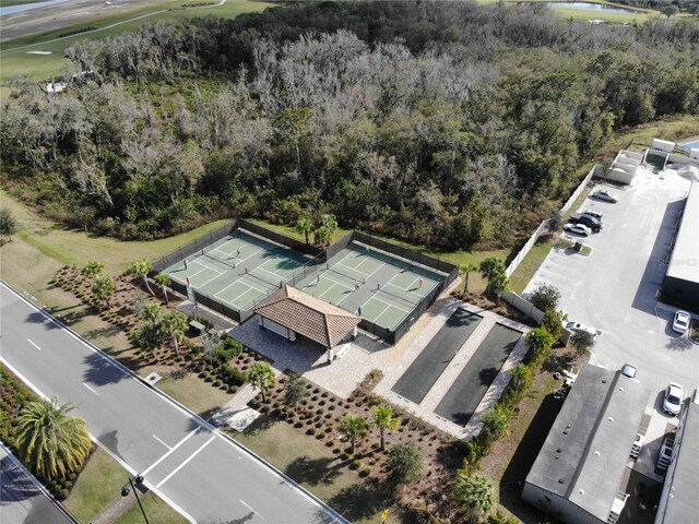 bird's eye view featuring a forest view