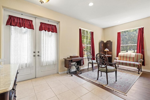 6156 41st St E, Bradenton, FL 34203 - living area with french doors, plenty of natural light, and recessed lighting