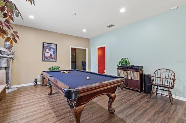 6156 41st St E, Bradenton, FL 34203 - rec room with wood finished floors, billiards table, and recessed lighting