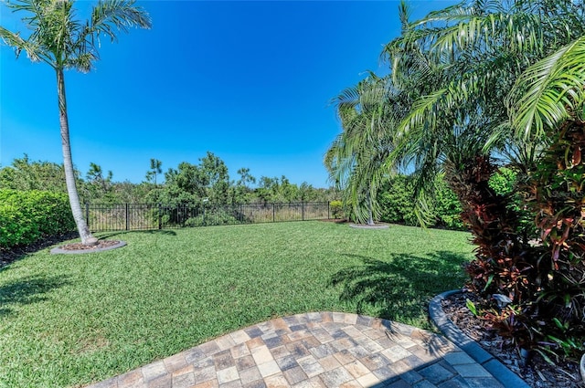 view of yard featuring a patio area and fence