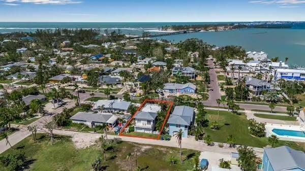 bird's eye view featuring a water view