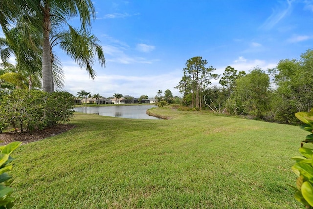 view of yard featuring a water view