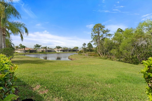 view of yard featuring a water view