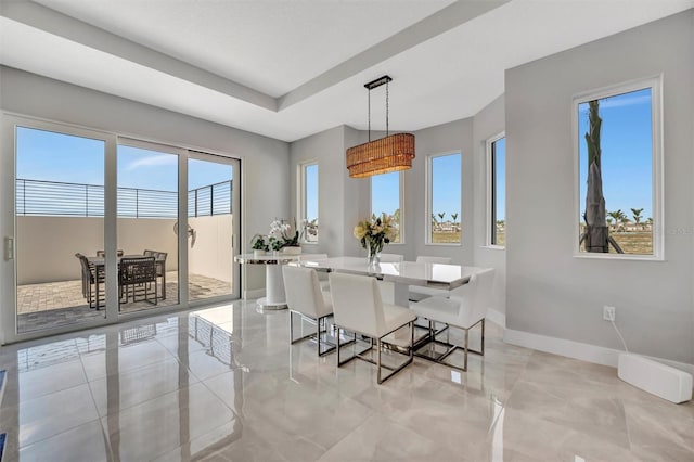 6027 White Mangrove Ln, Bradenton, FL 34210 - dining room with a tray ceiling and baseboards
