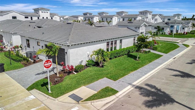 birds eye view of property with a residential view