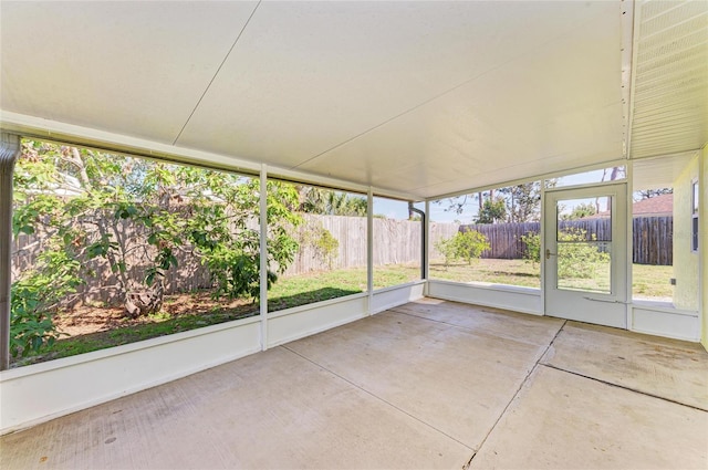 view of unfurnished sunroom