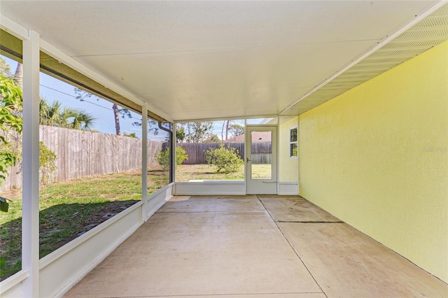 view of unfurnished sunroom