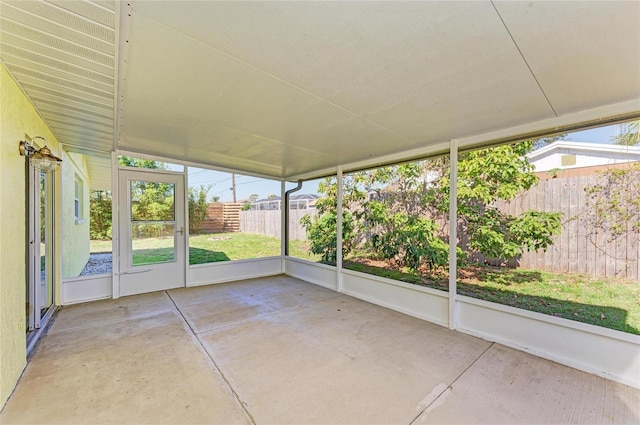 view of unfurnished sunroom