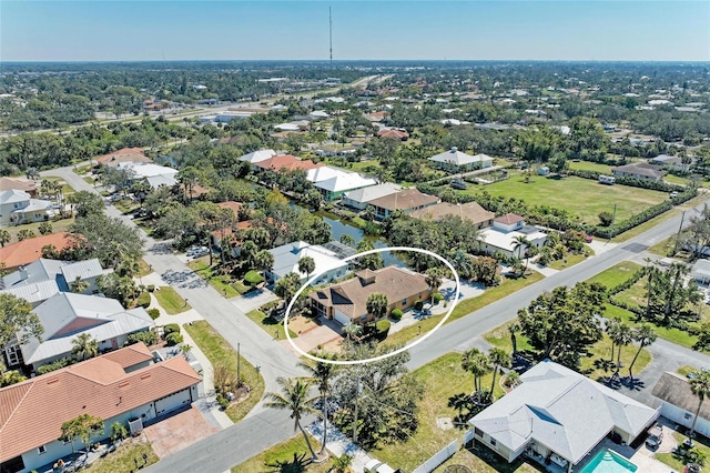 bird's eye view with a residential view