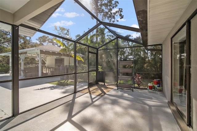 view of unfurnished sunroom