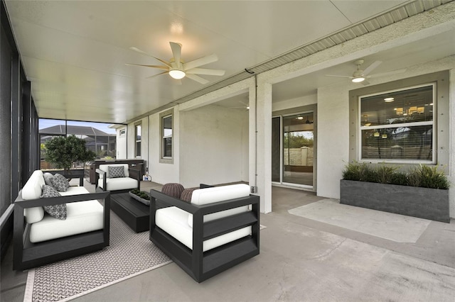 view of patio / terrace featuring outdoor lounge area and ceiling fan