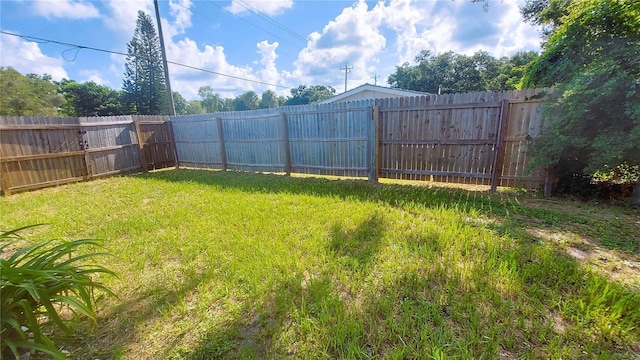 view of yard featuring a fenced backyard