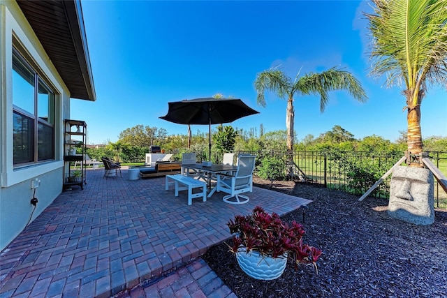 view of patio featuring a fenced backyard