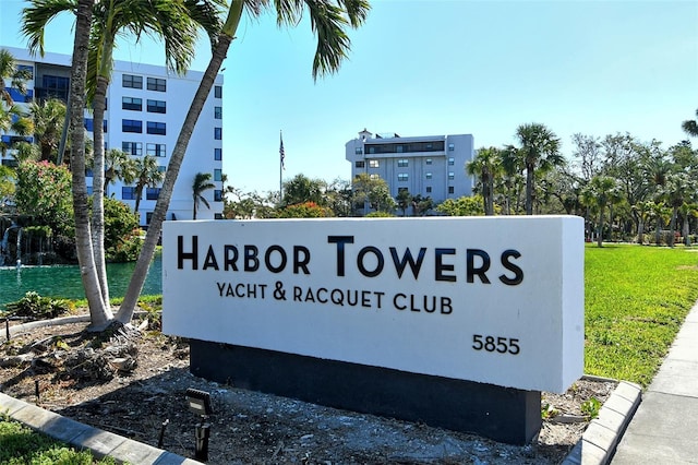 view of community sign