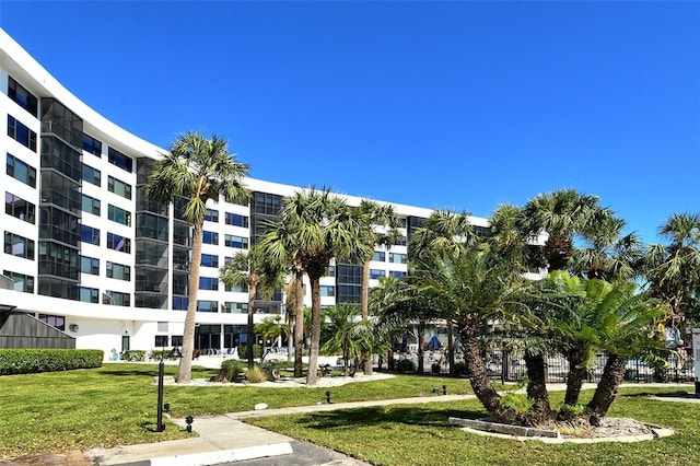 view of community featuring a lawn