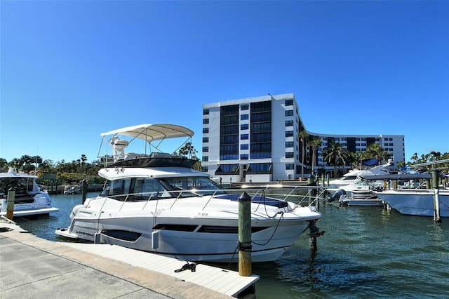 dock area with a water view